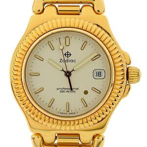 Zodiac 35mm Men's Professional Gold Dot Gold Plated Dress Watch- 313.36.18!